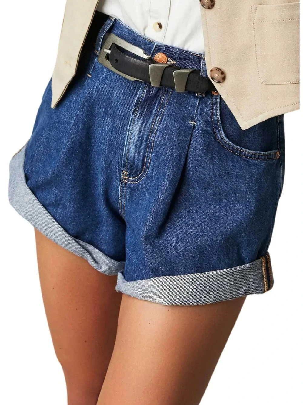 Free People Danni Roll Cuff Denim Shorts